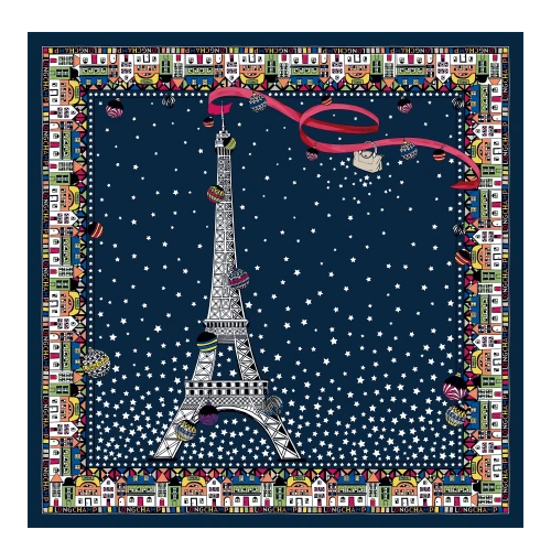 Silk scarf 50 TOUR EIFFEL NOEL LONGCHAMP