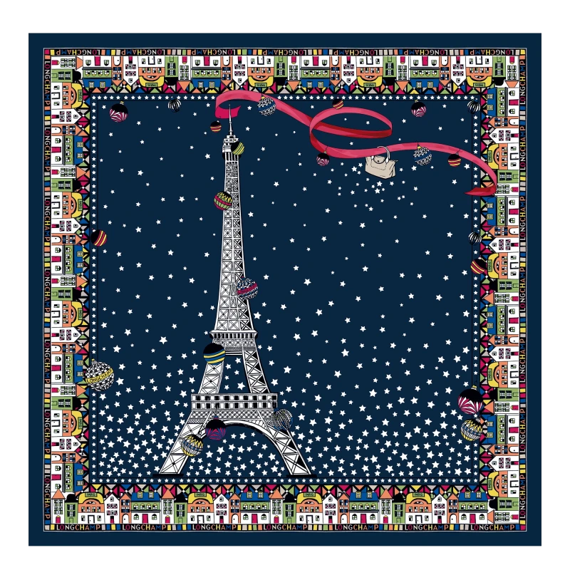 Silk scarf 50 TOUR EIFFEL NOEL LONGCHAMP