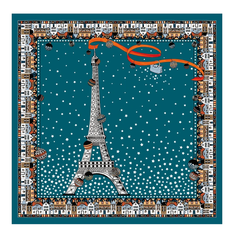 Silk scarf 50 TOUR EIFFEL NOEL LONGCHAMP